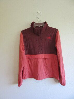 The North Face Coral & Burgundy Mock Neck Snap Closure M Jacket